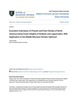 Ecometric Estimation of Present and Past Climate of North America