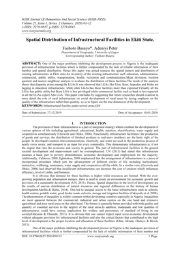 Spatial Distribution of Infrastructural Facilities in Ekiti State