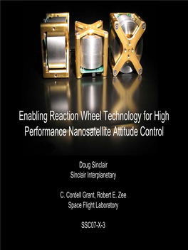 Enabling Reaction Wheel Technology for High Performance Nanosatellite Attitude Control