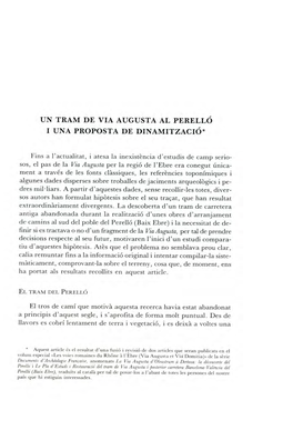 Un Tram De Via Augusta Al Perelló I Una Proposta De Dinamització*