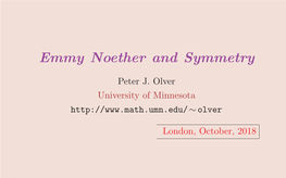 Emmy Noether and Symmetry