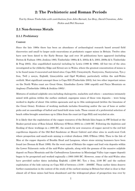 Mineral Extraction in England During the Prehistoric and Roman Periods