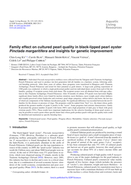 Family Effect on Cultured Pearl Quality in Black-Lipped Pearl Oyster Pinctada Margaritifera and Insights for Genetic Improvement