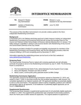 Update on Redistricting Commission