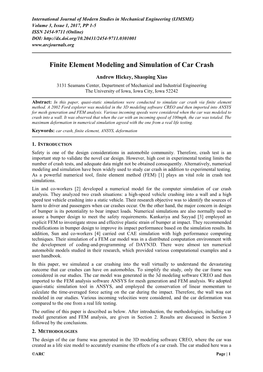 Finite Element Modeling and Simulation of Car Crash