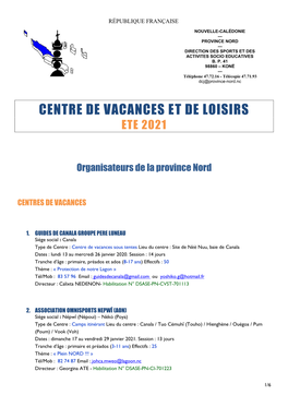 Centre De Vacances Et De Loisirs Ete 2021