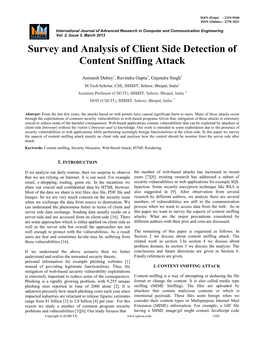 Survey and Analysis of Client Side Detection of Content Sniffing Attack