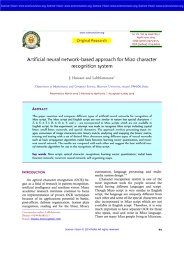 Artificial Neural Network-Based Approach for Mizo Character Recognition System