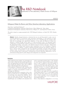 Ultrapure Water for Boron and Silica Sensitive Laboratory Applications