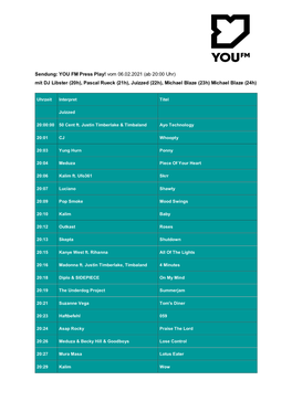 Sendung: YOU FM Press Play! Vom 06.02.2021 (Ab 20:00 Uhr) Mit DJ Libster (20H), Pascal Rueck (21H), Juizzed (22H), Michael Blaze (23H) Michael Blaze (24H)