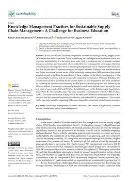 Knowledge Management Practices for Sustainable Supply Chain Management: a Challenge for Business Education