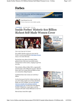 Inside Forbes' Historic $10 Billion Richest Self-Made Women Cover - Forbes Page 1 of 5