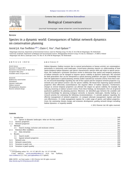 Consequences of Habitat Network Dynamics on Conservation Planning ⇑ Astrid J.A