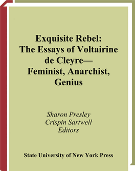 The Essays of Voltairine De Cleyre— Feminist, Anarchist, Genius