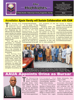 AAUA Appoints Orina As Bursar