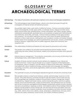 GLOSSARY of Archaeological Terms