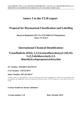 CLH Report Annex I