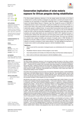 Conservation Implications of Avian Malaria Exposure for African