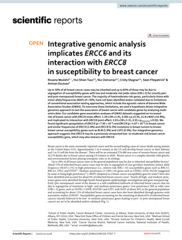 Integrative Genomic Analysis Implicates ERCC6 and Its Interaction with ERCC8 in Susceptibility to Breast Cancer