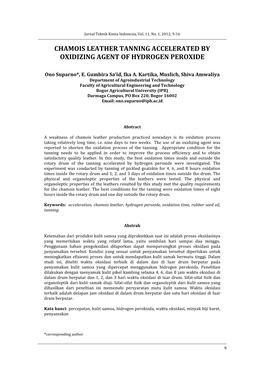 Chamois Leather Tanning Accelerated by Oxidizing Agent of Hydrogen Peroxide