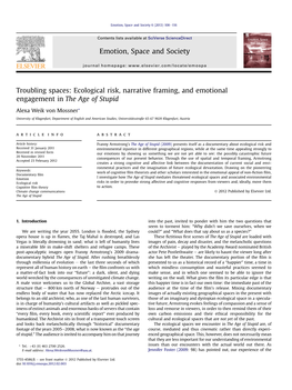 Troubling Spaces: Ecological Risk, Narrative Framing, and Emotional Engagement in the Age of Stupid