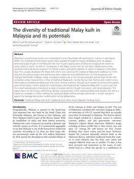 The Diversity of Traditional Malay Kuih in Malaysia and Its Potentials