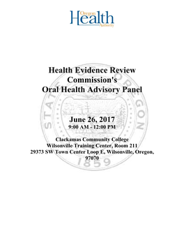 Health Evidence Review Commission's Oral Health Advisory Panel