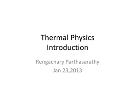 Thermal Physics Introduction