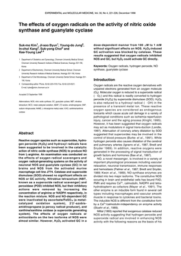 The Effects of Oxygen Radicals on the Activity of Nitric Oxide Synthase and Guanylate Cyclase