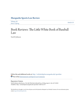 The Little White Book of Baseball Law Noel H
