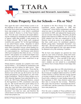 A State Property Tax for Schools — Fix Or Nix?