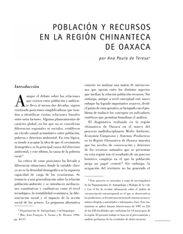 Población Y Recursos En La Región Chinanteca De Oaxaca