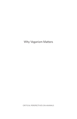 Why Veganism Matters