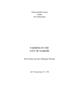 Farming in the City of Nairobi