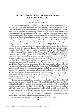 On Automorphisms of Lie Algebras of Classical Type 431