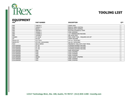 Tooling List