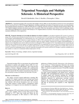 Trigeminal Neuralgia and Multiple Sclerosis: a Historical Perspective