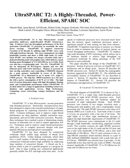 Ultrasparc T2: a Highly-Threaded Power-Efficient, SPARC