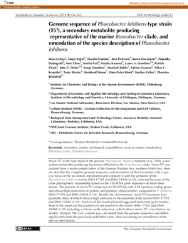 Phaeobacter Inhibens Type Strain