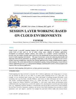 Session Layer Working Based on Cloud Environments