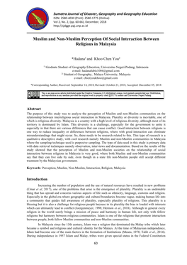 Muslim and Non-Muslim Perception of Social Interaction Between Religious in Malaysia