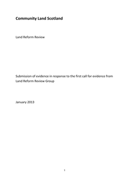 Land Reform Review Group – Submission for First Call for Evidence