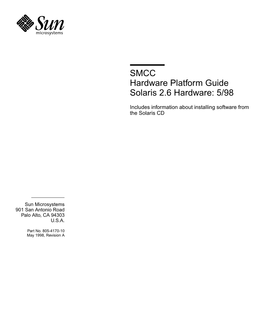SMCC Hardware Platform Guide Solaris 2.6 Hardware: 5/98