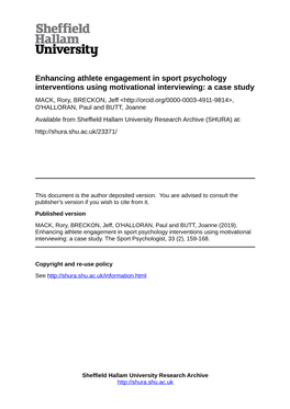 Enhancing Athlete Engagement in Sport Psychology Interventions