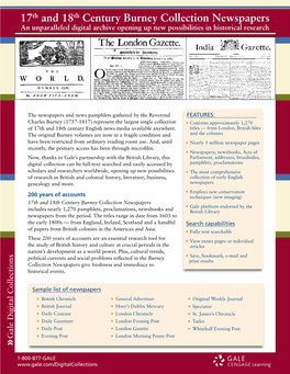 17Th and 18Th Century Burney Collection Newspapers