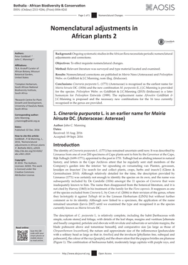 Nomenclatural Adjustments in African Plants 2