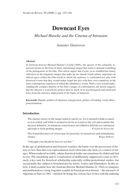 Downcast Eyes: Michael Haneke and the Cinema of Intrusion