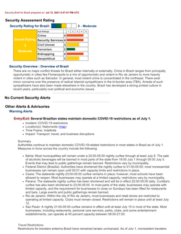 Security Brief for Brazil Prepared On: Jul 12, 2021 5:47:47 PM UTC