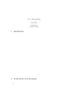 C++ Exceptions