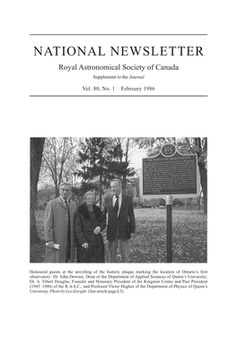 NATIONAL NEWSLETTER Royal Astronomical Society of Canada Supplement to the Journal